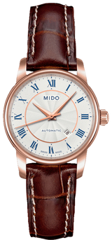 Mido Baroncelli III Automatic Silver Dial Brown Leather Strap Watch For Women - M7600.2.21.8