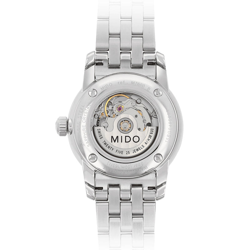 Mido Baroncelli III Automatic White Dial Silver Steel Strap Watch For Women - M7600.4.26.1 Buy Now By Mido