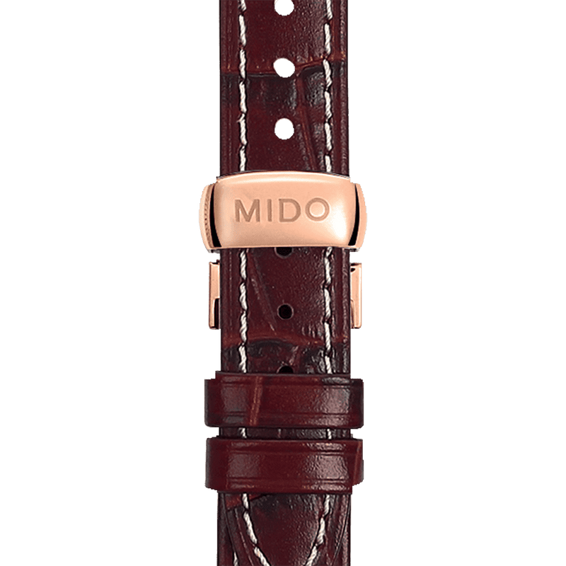 Mido Baroncelli III Automatic White Dial Brown Leather Strap Watch For Women - M7600.3.26.8