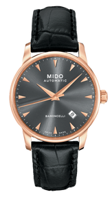 Mido Baroncelli III Automatic Grey Dial Black Leather Strap Watch For Men - M8600.3.13.4 Buy Now By Mido