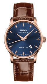 Mido Baroncelli III Automatic Blue Dial Brown Leather Strap Watch For Men - M8600.3.15.8 Buy Now By Mido