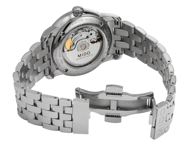 Mido Baroncelli Ii Automatic Black Dial Silver Steel Strap Watch For Men - M8600.4.18.1 Buy Now By Mido