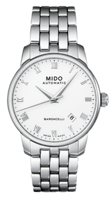 Mido Baroncelli II Automatic White Dial Silver Steel Strap Watch For Men - M8600.4.26.1 Buy Now By Mido