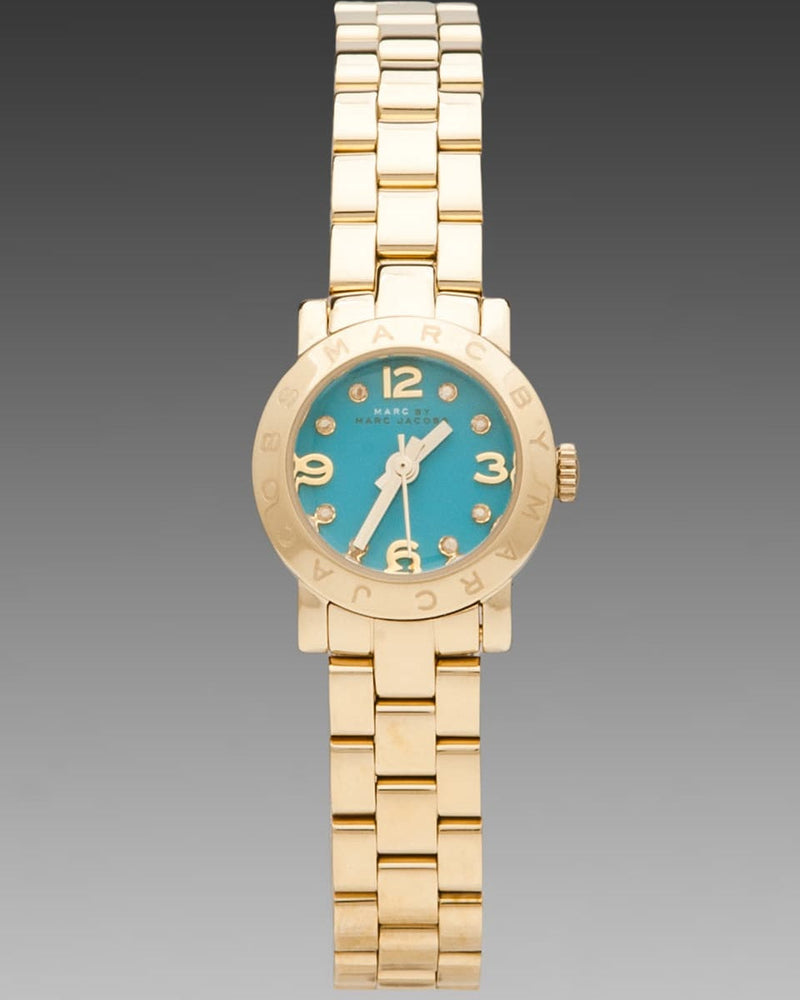 Marc Jacobs Amy Dinky Blue Dial Gold Steel Strap Watch for Women - MBM3229 Buy Now By Marc Jacobs