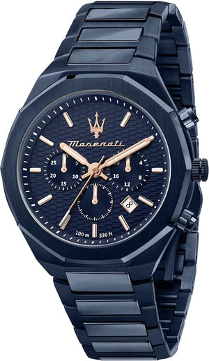 Maserati Stile Chronograph Blue Dial Blue Steel Strap Watch For Men - R8873642008