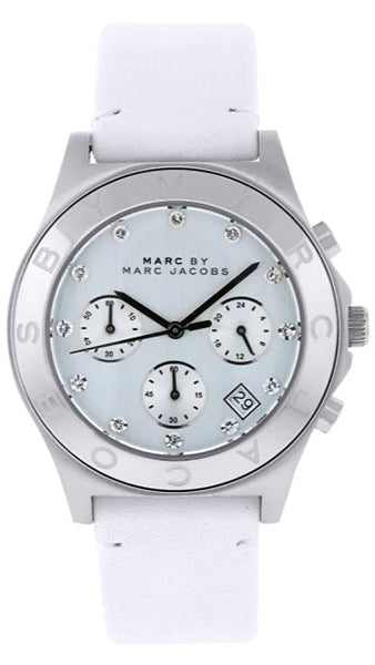 Shop Marc Jacobs Blade White Dial White Leather Strap Watch for Women - MBM1187 in USA