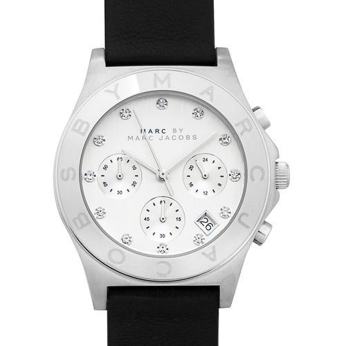 Shop Marc Jacobs Blade Chronograph White Dial Black Leather Strap Watch for Women - MBM1189 in USA