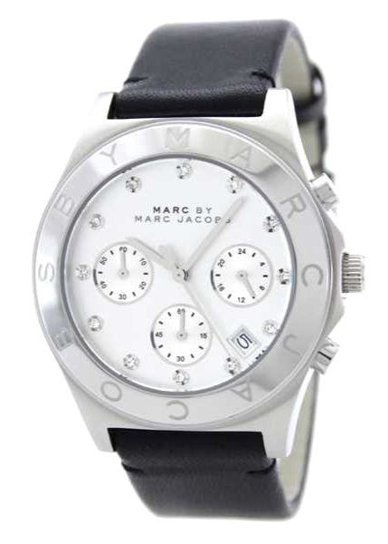 Shop Marc Jacobs Blade Chronograph White Dial Black Leather Strap Watch for Women - MBM1189 in USA