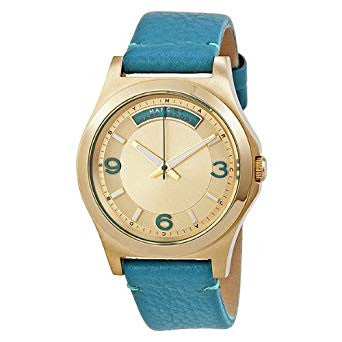 Shop Marc Jacobs Baby Dave Gold Dial Blue Leather Strap Watch for Women - MBM1263 in USA