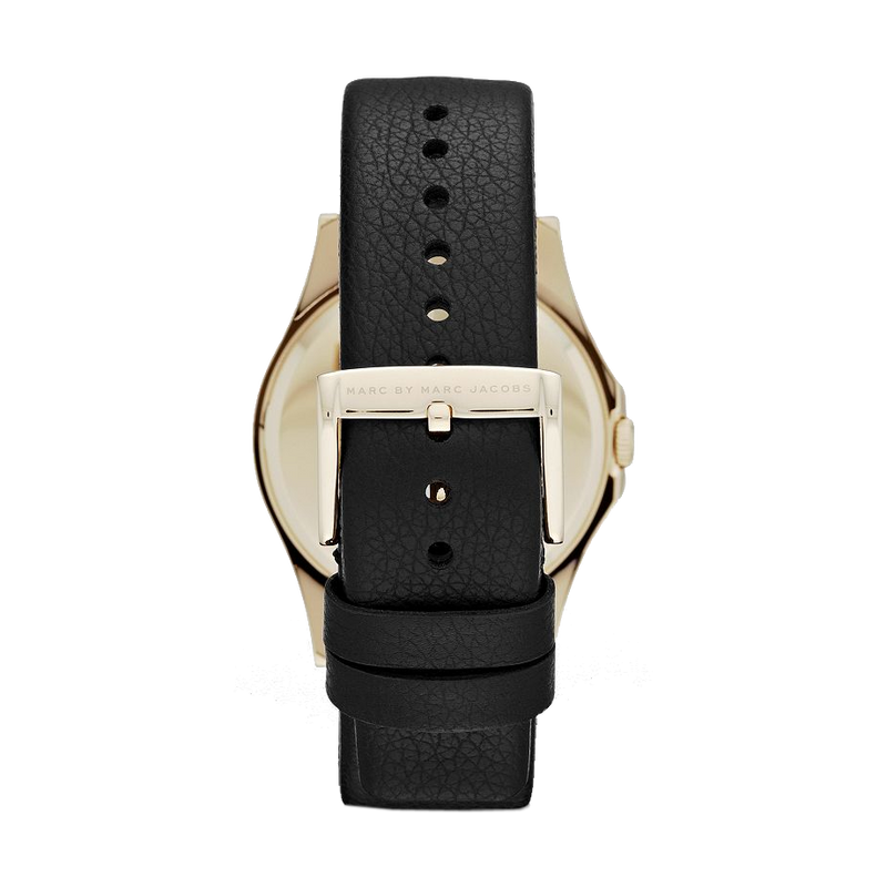 Shop Marc Jacobs Baby Dave Gold Dial Black Leather Strap Watch for Women - MBM1264 in USA