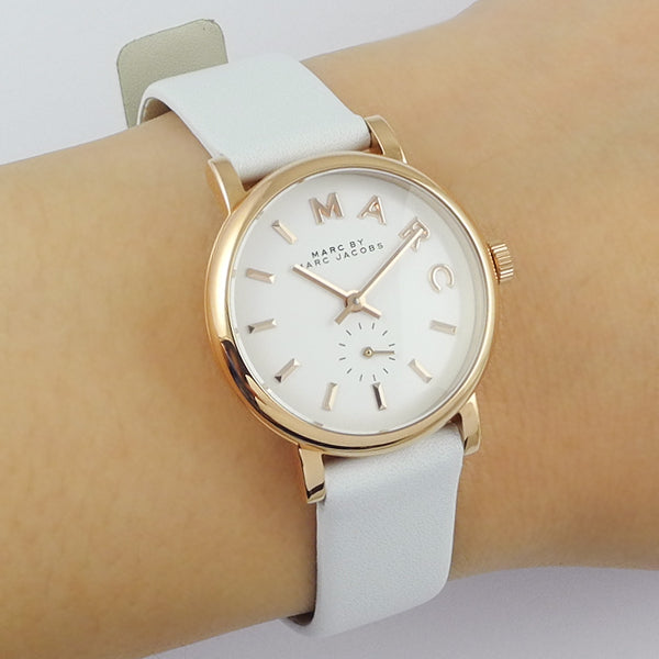 Marc Jacobs Baker White Dial White Leather Strap Watch for Women - MBM1284 Buy Now By Marc Jacobs