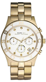 Marc Jacobs Blade Chronograph White Dial Gold Steel Strap Watch for Women - MBM3081 Buy Now By Marc Jacobs