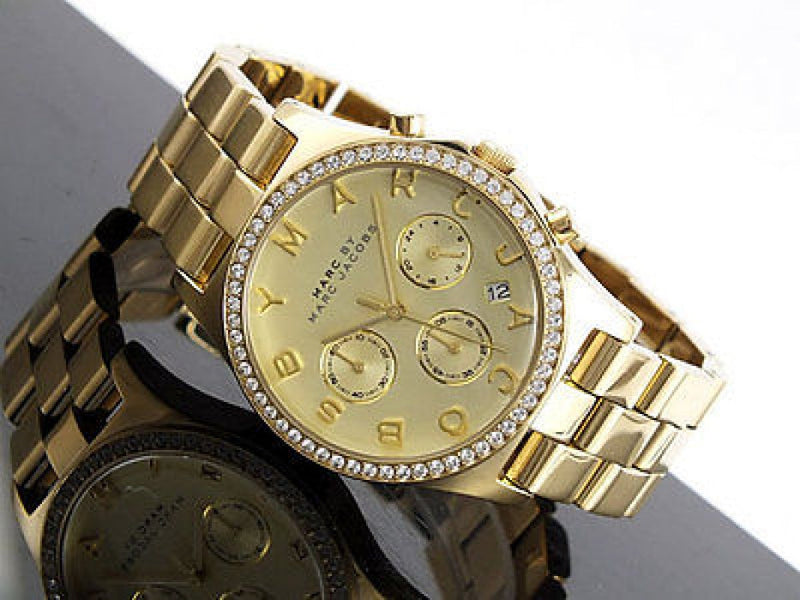 Marc Jacobs Henry Chronograph Gold Dial Gold Steel Strap Watch for Women - MBM3105 Buy Now By Marc Jacobs