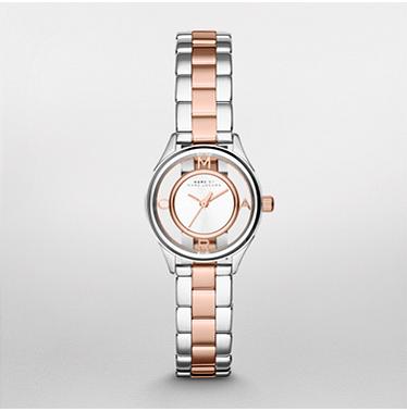 Marc Jacobs Tether Transparent White Dial Two Tone Steel Strap Watch for Women - MBM3418 Buy Now By Marc Jacobs
