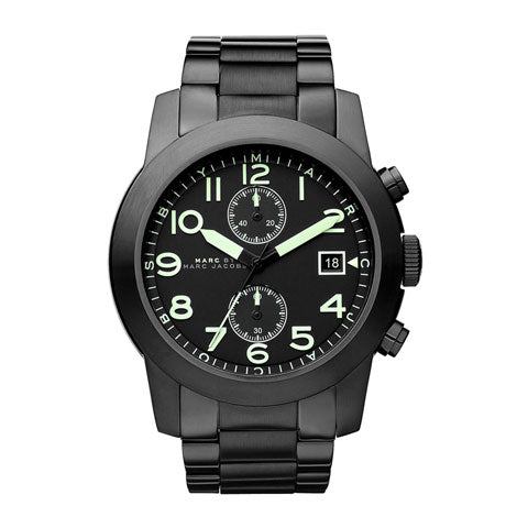 Shop Marc Jacobs Larry Chronograph Black Dial Black Steel Strap Watch for Men - MBM5032 in USA