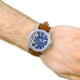 Fossil Grant Twist Multifunction Blue Dial Brown Leather Strap Watch for Men - ME1161
