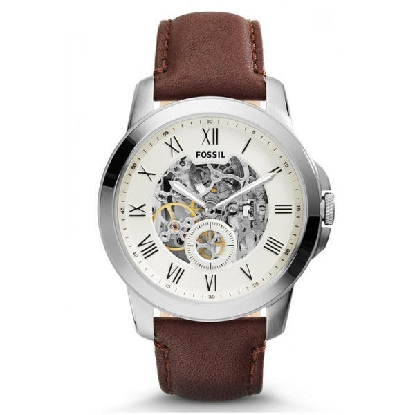Fossil Grant Automatic White Dial Brown Leather Strap Watch for Men - ME3027 Buy Now By Fossil