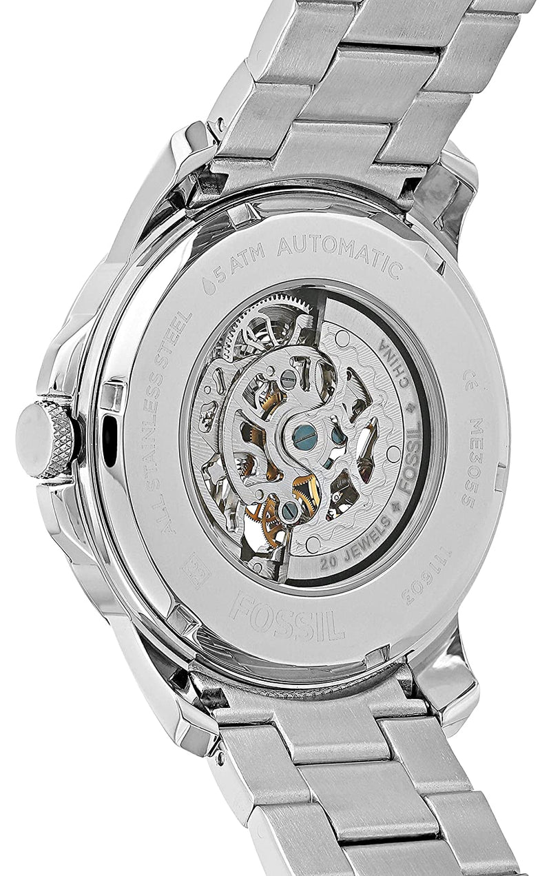 Fossil Grant Skeleton Black Dial Silver Steel Strap Watch for Men - ME3055 Buy Now By Fossil