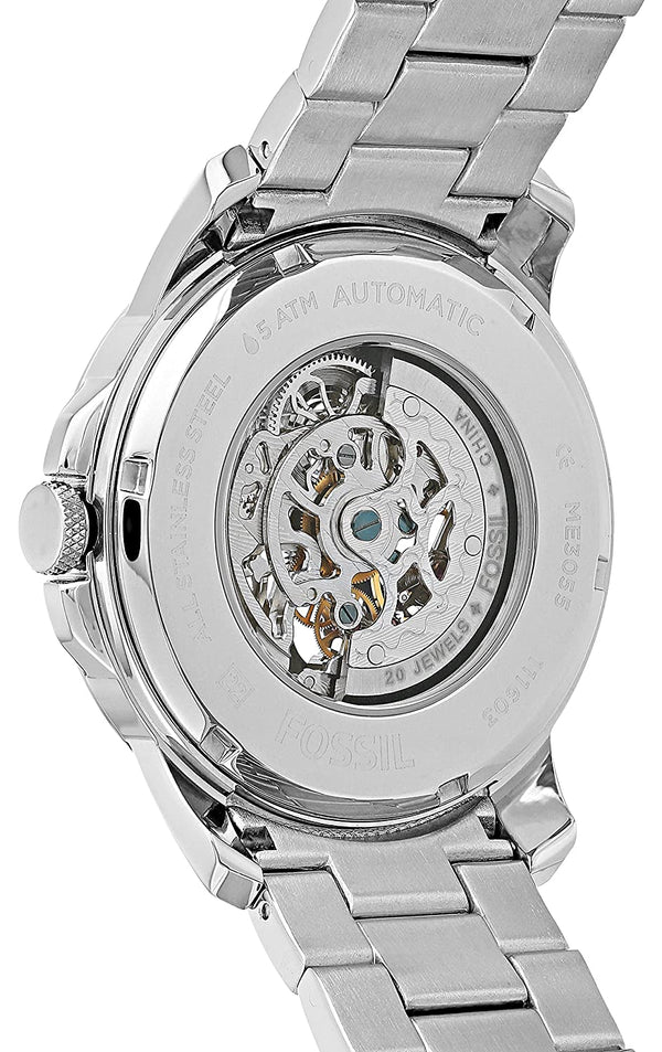 Fossil Grant Automatic Skeleton Black Dial Silver Steel Strap Watch for Men - ME3103 Buy Now By Fossil