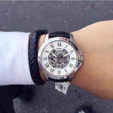Fossil Grant Automatic Skeleton Silver Dial Blue Leather Strap Watch for Men - ME3111 Buy Now By Fossil