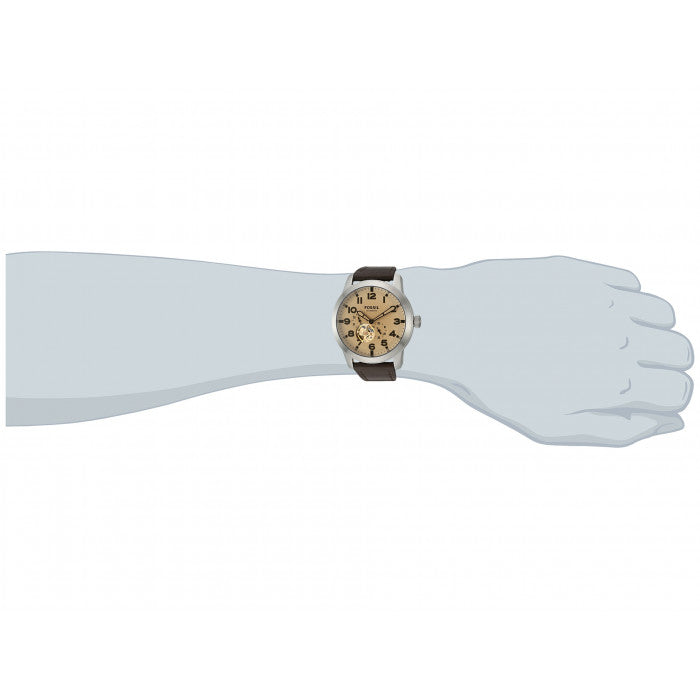 Fossil Pilot 54 Automatic Cream Dial Brown Leather Strap Watch for Men - ME3119 Buy Now By Fossil
