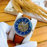 Fossil Forrester Luggage Automatic Skeleton Blue Dial Brown Leather Strap Watch for Men - ME3179 Buy Now By Fossil