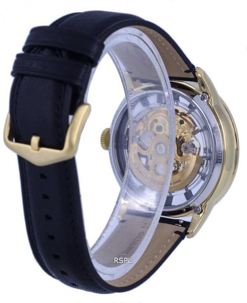 Fossil Townsman Automatic Skeleton Black Dial Black Leather Strap Watch for Men - ME3210 Buy Now By Fossil
