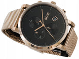 Hugo Boss Integrity Chronograph Black Dial Rose Gold Mesh Bracelet Watch for Men - 1513808