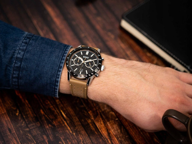 Hugo Boss Allure Black Dial Brown Leather Strap Watch for Men - 1513964 Buy Now By Hugo Boss