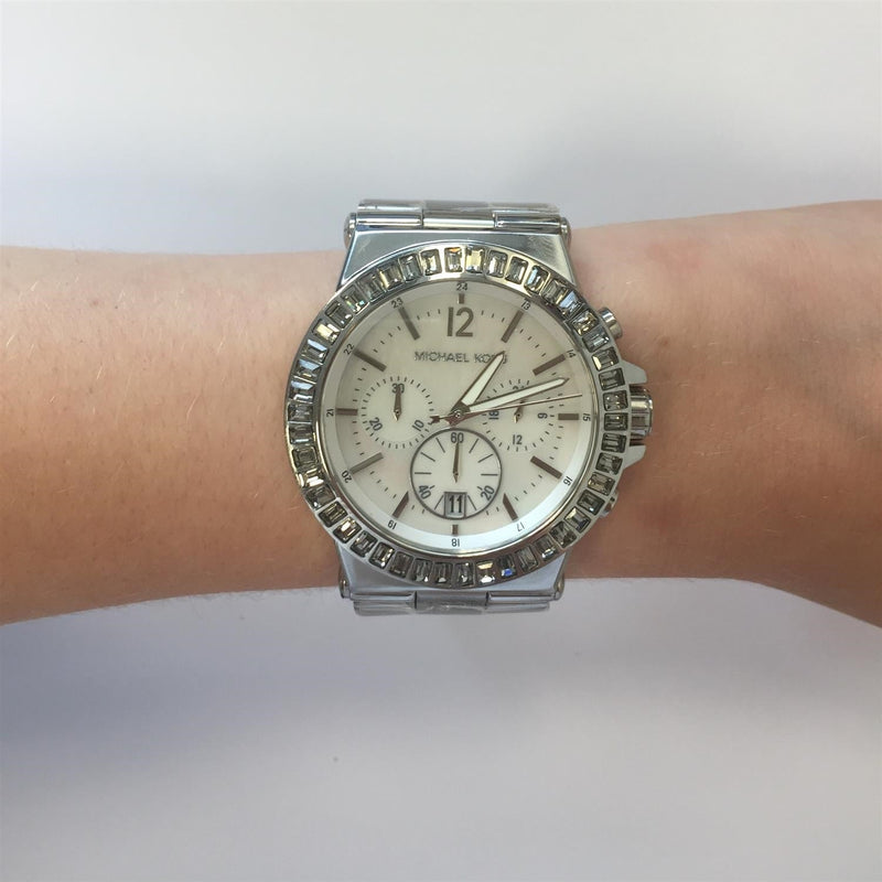 Michael Kors Dylan Glitz Chronograph White Dial Silver Steel Strap Watch For Women - MK5411 Buy Now By Michael Kors