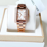 Michael Kors Emery Three-Hand Crystals Silver Dial Rose Gold Steel Strap Watch for Women - MK4644