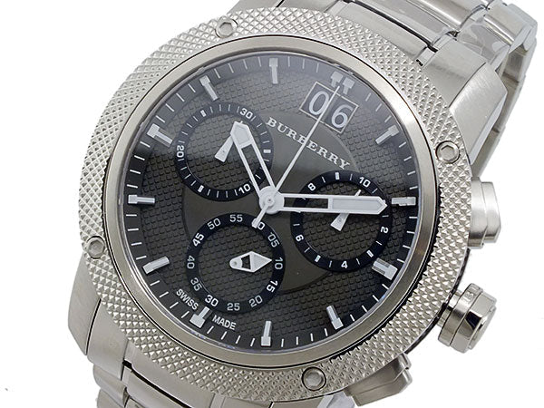 Shop Burberry Utilitarian Chronograph Black Dial Silver Steel Strap Watch For Men - BU9800 in USA