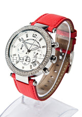 Michael Kors Parker Silver Dial Red Leather Strap Watch for Women - MK2278 Buy Now By Michael Kors