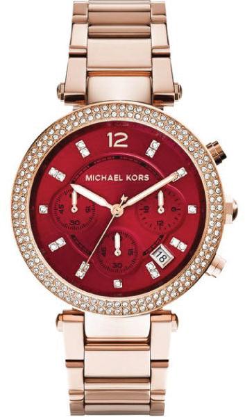 Michael Kors Parker Chronograph Red Dial Rose Gold Steel Strap Watch For Women - MK6106 Buy Now By Michael Kors