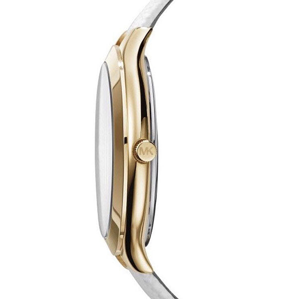 Michael Kors Slim Runway Quartz Gold Dial White Leather Strap Watch For Women - MK2389 Buy Now By Michael Kors