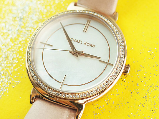 Michael Kors Cinthia Mother of Pearl Dial Pink Leather Strap Watch for Women - MK2663 Buy Now By Michael Kors