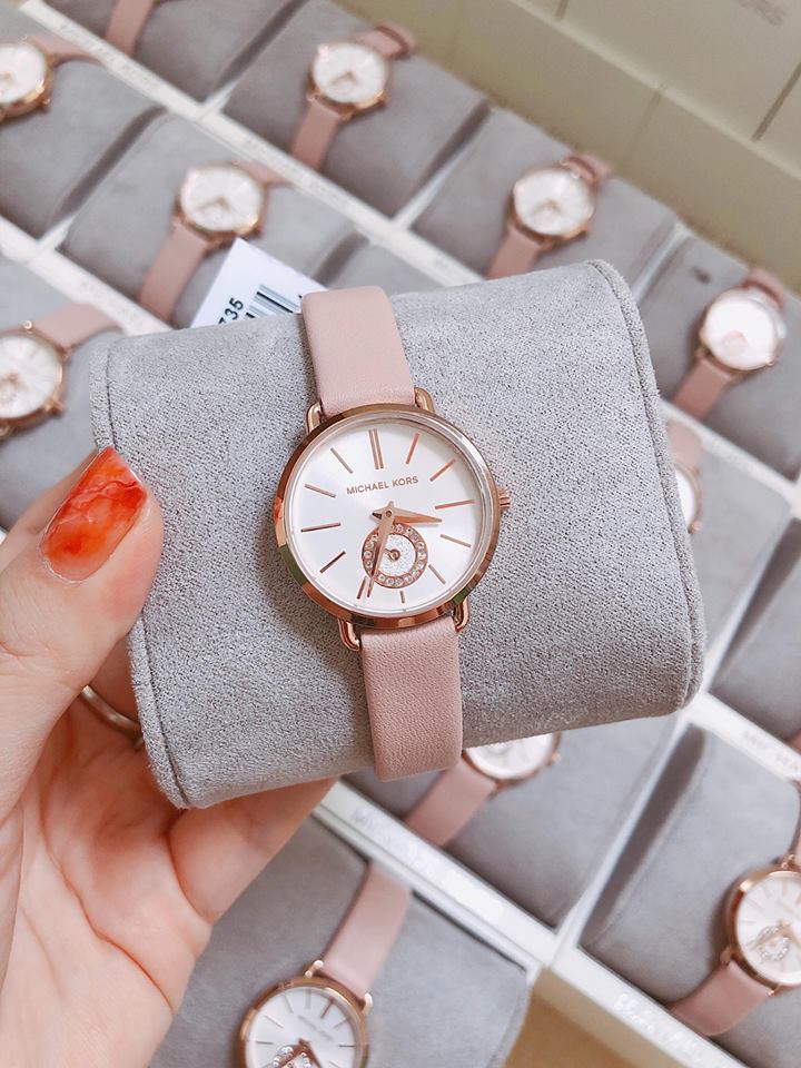 Michael Kors Petite Portia Silver Dial Pink Rubber Strap Watch For Women - MK2735 Buy Now By Michael Kors