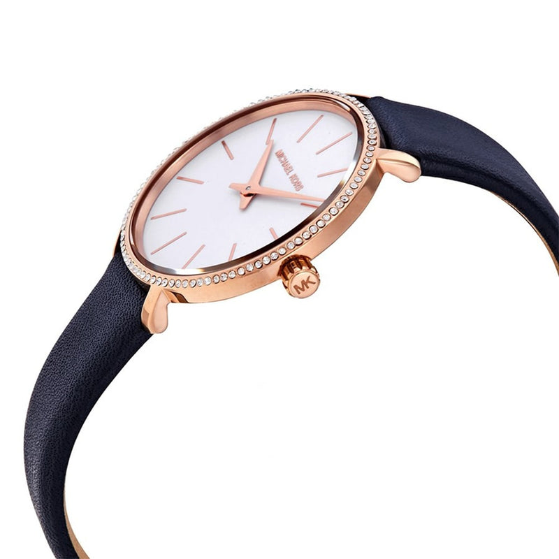 Michael Kors Pyper Analog White Dial Black Leather Strap Watch For Women - MK2804 Buy Now By Michael Kors