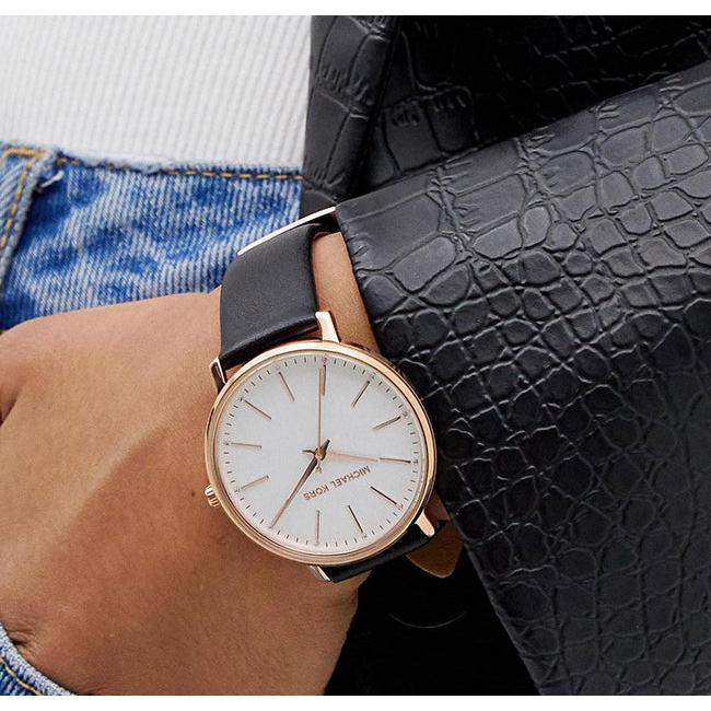 Michael Kors Pyper Quartz White Dial Black Leather Strap Watch For Women - MK2834 Buy Now By Michael Kors