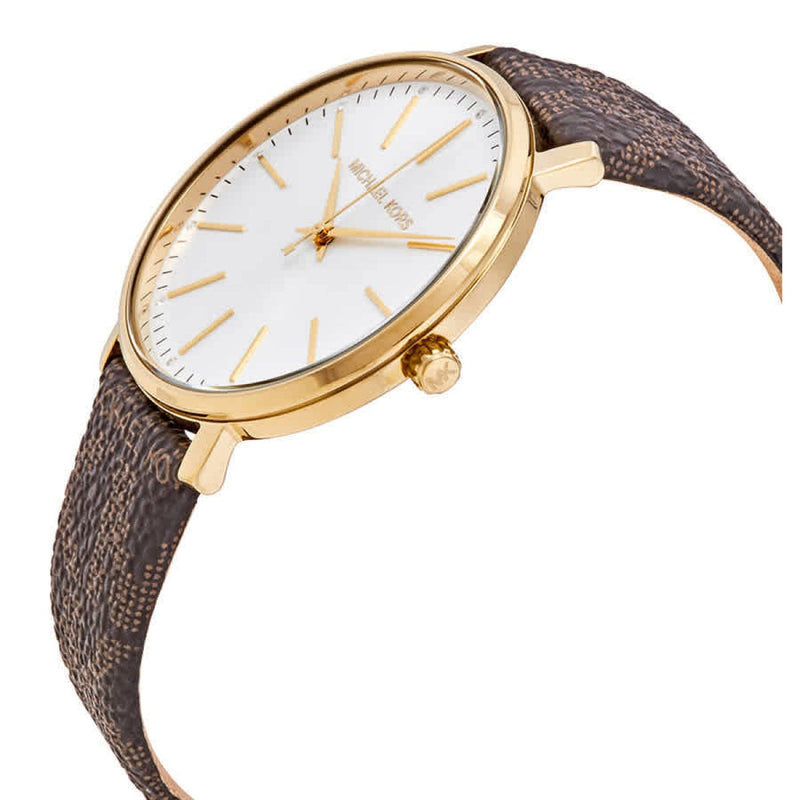 Michael Kors Pyper Quartz Silver Dial Brown Leather Strap Watch For Women - MK2857 Buy Now By Michael Kors