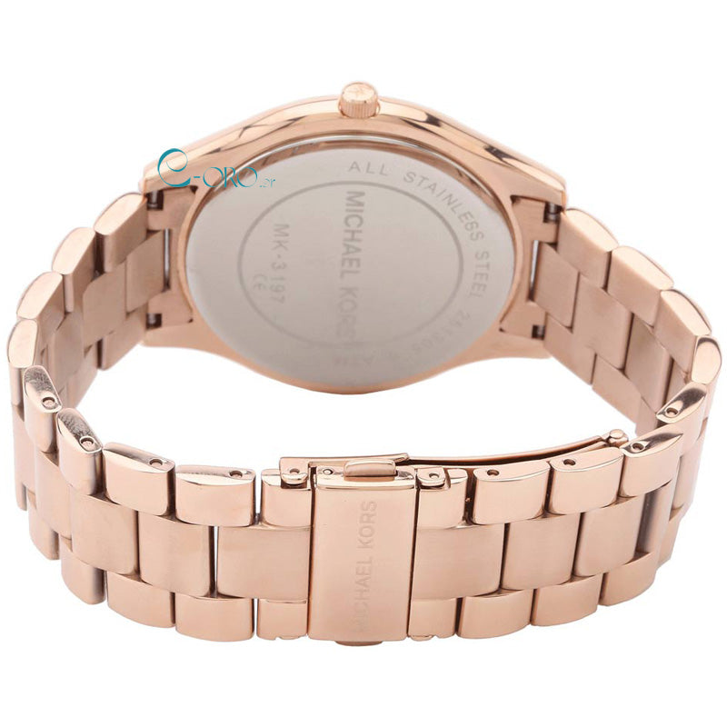 Shop Michael Kors Slim Runway Rose Gold Dial Rose Gold Steel Strap Watch for Women - MK3197 in USA