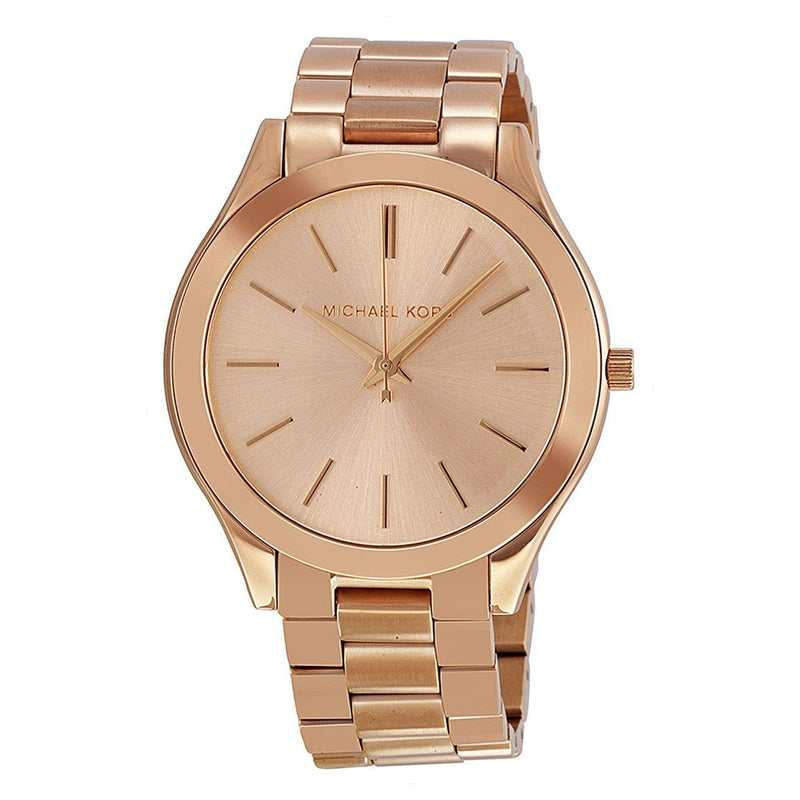 Shop Michael Kors Slim Runway Rose Gold Dial Rose Gold Steel Strap Watch for Women - MK3197 in USA