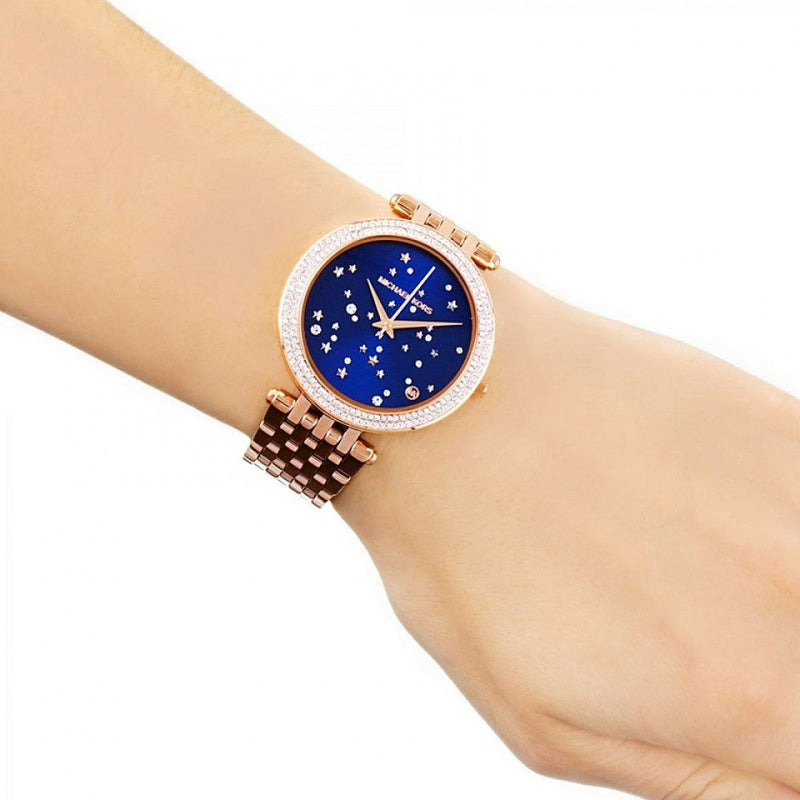 Michael Kors Darci Blue Dial Rose Gold Steel Strap Watch for Women - MK3728 Buy Now By Michael Kors