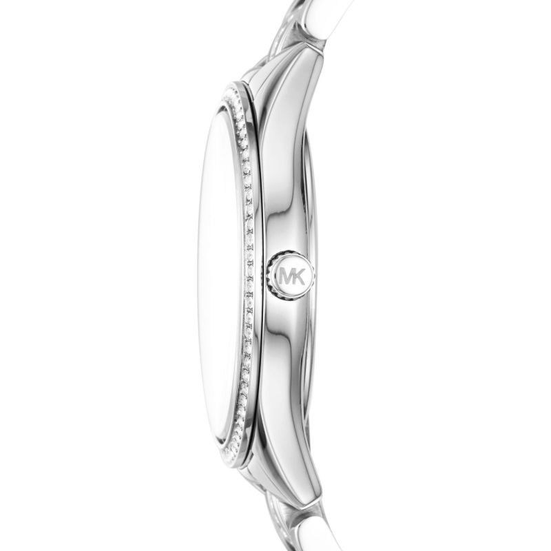 Michael Kors Lauryn Mother of Pearl Dial Silver Steel Strap Watch for Women - MK3900