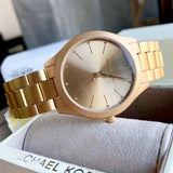 Michael Kors Slim Runway Quartz Gold Dial Gold Steel Strap Watch For Women - MK4501 Buy Now By Michael Kors