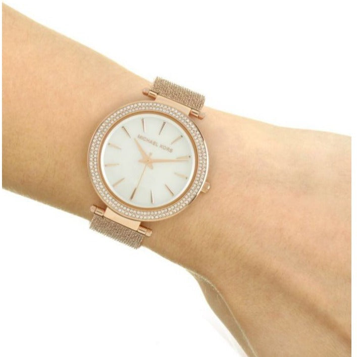 Michael Kors Darci Quartz Mother of Pearl White Dial Rose Gold Mesh Bracelet Watch For Women - MK4519 Buy Now By Michael Kors