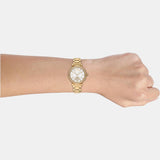 Michael Kors Abbey Three-Hand Analog White Dial Gold Steel Strap Watch for Women - MK4615 Buy Now By Michael Kors