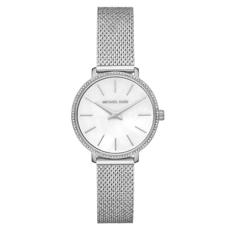 Michael Kors Pyper Quartz Mother of Pearl White Dial Silver Mesh Strap Watch For Women - MK4618 Buy Now By Michael Kors
