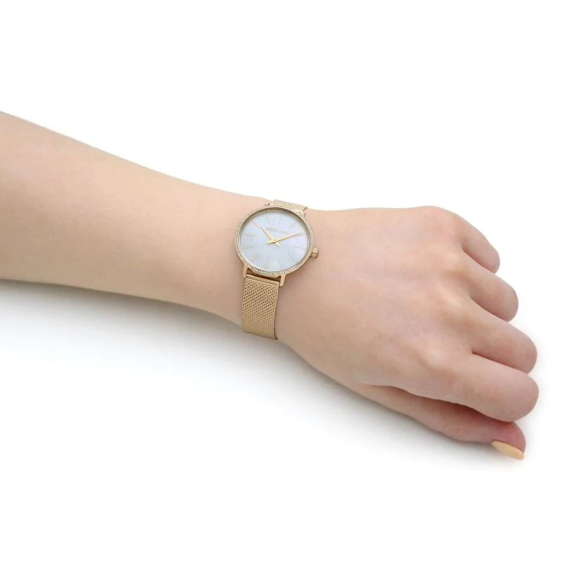 Michael Kors Pyper Quartz Mother of Pearl White Dial Gold Mesh Bracelet Watch For Women - MK4619 Buy Now By Michael Kors