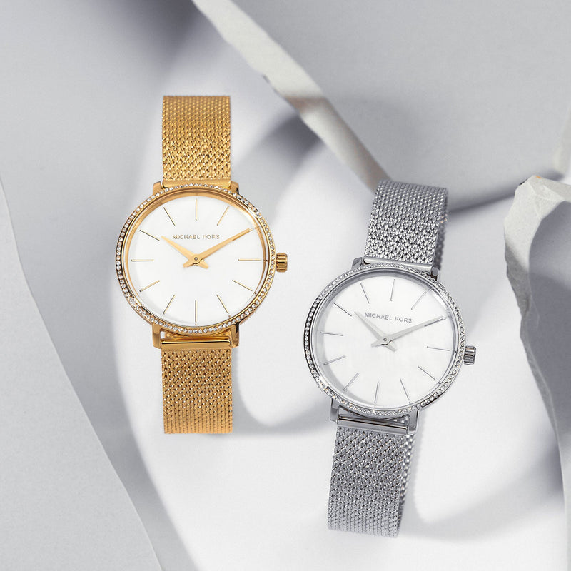 Michael Kors Pyper Quartz Mother of Pearl White Dial Silver Mesh Strap Watch For Women - MK4618 Buy Now By Michael Kors